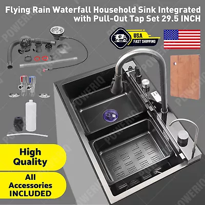 Flying Rain Waterfall Household Sink Integrated With Pull-Out Tap Set 29.5  • $230