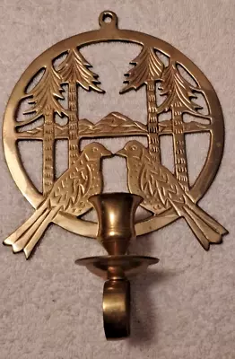 Vintage Brass Kissing Bird Sconce / Candle Holder - Solid Brass Hosley India • $19.95