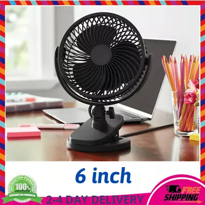 6  Desktop Clip AC Electric Household Personal Fan With 2 Speed Black • $14.55