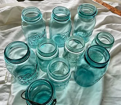 Lot Of 10 Assorted Antique Ball  /Amazon/Mason / Ideal Mason Canning Jars • $59.95