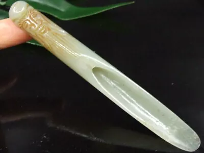 Certified Natural Nephrite Hetian Old Jade Tea Spoon Statues Qing Dynasty • $79.99