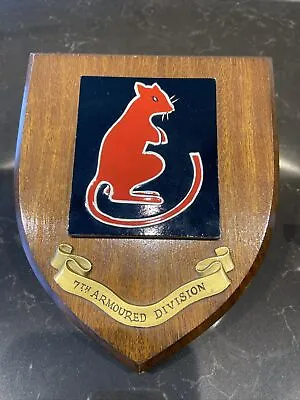 VINTAGE HAND PAINTED 7th ARMOURED DIVISION ARMY PLAQUE/SHIELD • £5