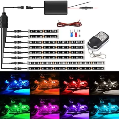 8 PCS Motorcycle LED Strip Lights Waterproof With Key Remote • $24.69