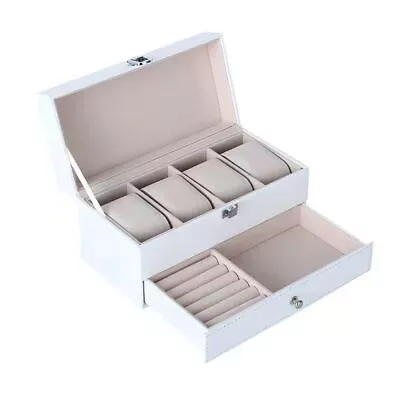2 Layer 4 Grid Watch Box Jewelry Display Cases Storage Holders Organizer Gifts • $34.49
