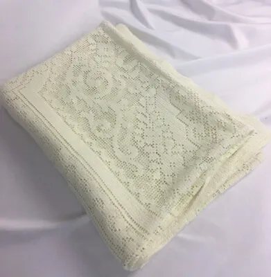 $19.88 • Buy Lace Tablecloth Large 46” X 62” Rectangle Dining Room Eggshell Vintage