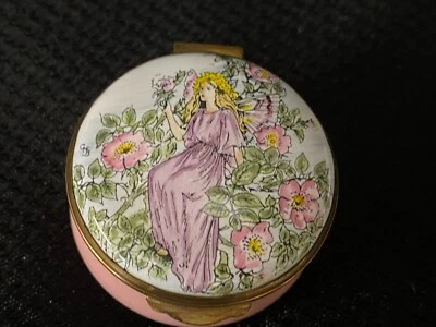 $37.49 • Buy Crummles Enamel Trinket Box ~  FLOWER FAIRY/PINK FLORAL  ~ England  Round 1 3/4 