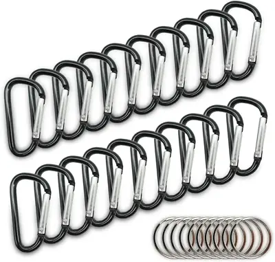 20PCS Mini 1.85 /4.7CM Aluminum Carabiners With 10PCS Nickel Metal Key Rings .. • $9.13