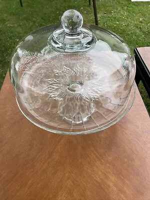 Vintage Glass 11” Pedestal Cake Dessert Stand With Heavy Dome Cover • $18