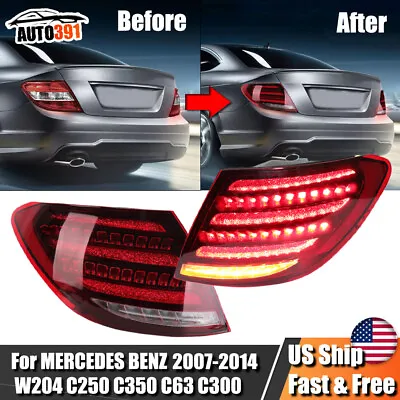 Pair LED Tail Lights Rear Lamp For 2007-13 14 Mercedes Benz W204 C200 C250 C300 • $337.98