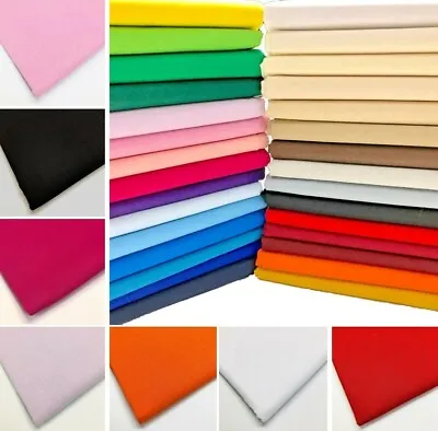 £0.99 • Buy Plain 100% Cotton Fabric 60 Inch Wide Material Metre Plain Coloured