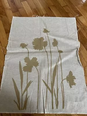 Vintage Marushka Linen Screen Print Floral Daffodil Weeds Tans MCM No Name • $39.98