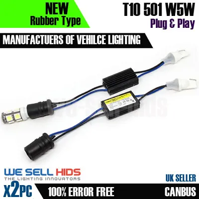 2pcs LED Warning Canceller 501 T10 W5W No Canbus Error Sidelight Load Resistor • £5.95