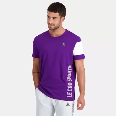 Le Coq Sportif Men's Saison Short Sleeve Violet Cotton T-Shirt • £18.60