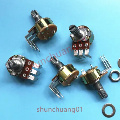 5Pcs WH148 Linear Taper Potentiometers Angled Pins With Switch 3 Pins B5K~B500K • £2.74