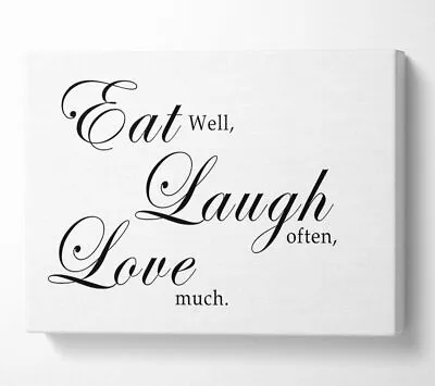 £21.99 • Buy Kitchen Quote Eat Laugh Love White Canvas Wall Art Home Decor Large Print