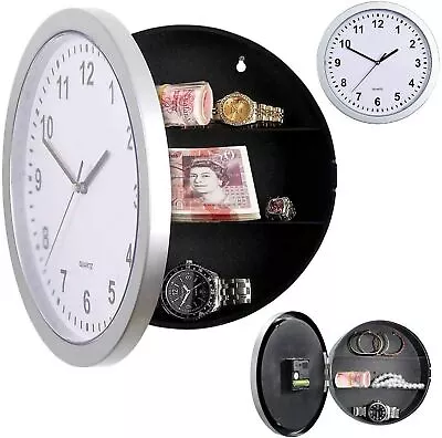 £9.99 • Buy Secret Wall Clock Home Safe Valuables Money Box Stash Cash Jewellery Gold Gift