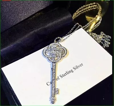 2Ct Lab Created Diamond Marquise Key Pendant Free Chain 14K White Gold Plated • $195.05