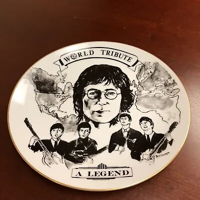 RARE John Lennon Plate Limited Edition HAND-SIGNED By Violet Parkhurst 1981 • $120