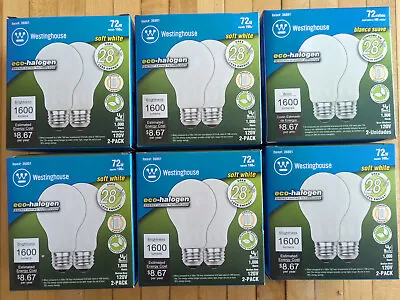 Westinghouse 100W Replacement Bulbs 72W 1600 Lumens 12 Bulbs Soft White • $39.50