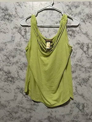 Miss Tina By Tina Knowles Green Tank Top Women’s Size Large Embellished Neck • $8.99