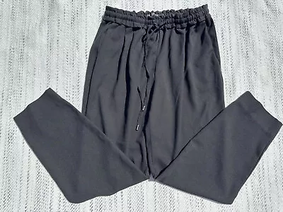 Zara Basic Pants Extra Small Black Straight Drawstring Elastic Waist Adult Women • $14.50