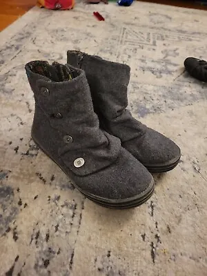 Blowfish Malibu Booties Boots Gray Zip Size 6.5 Woman’s Buttons Wool • $19.99