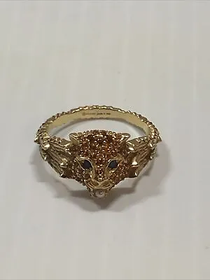 $1250 • Buy GUCCI Yellow Gold Citrine Blue Topaz Gratto Lion Head Ring Made In Italy Unworn
