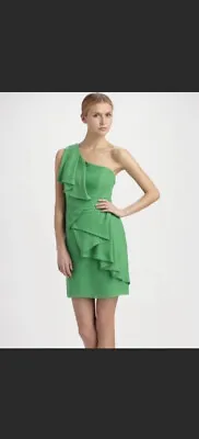 Shoshanna Sadie Green Silk One Shoulder Cocktail Mini Dress 2 • $30