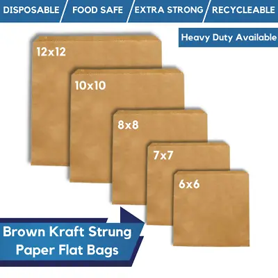 Brown Strung Kraft Paper Food Bags Takeaway Paper Bags Fruit Shop Counter Bags • £5.99