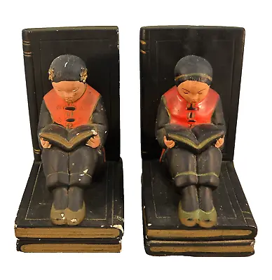 Vintage Hand Painted Hollywood Regency Oriental Chinese Girls Bookends • $125