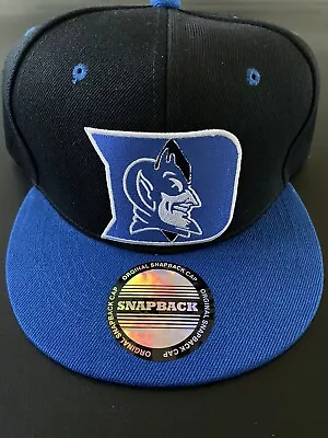 DUKE UNIVERSITY BLUE DEVILS Mascot Embroidered Logo Hat Cap Black Snapback NEW • $22