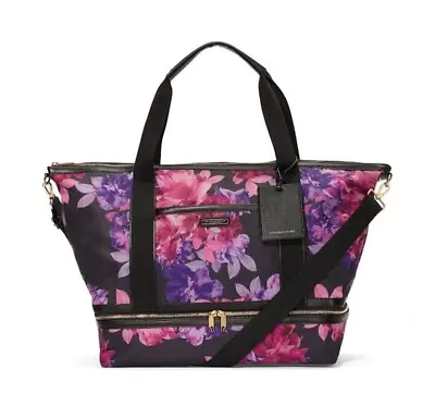 NWT VICTORIA'S SECRET Floral Getaway Overnight Weekender Duffle Crossbody Bag • $110