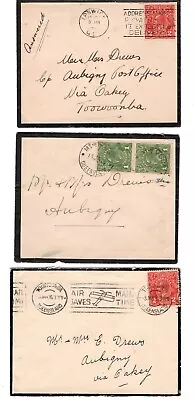 KGV Three Sympathy Covers - 2d Red Pair 1d Green. - MT TYSON Postmark • $2