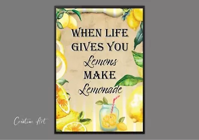 Life Gives You Lemons Print Picture Wall Art Home Decor Home  Vintage Wall Art • £5.99