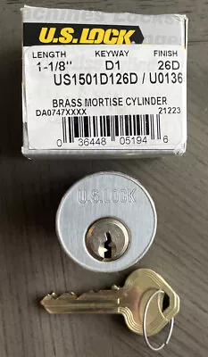 U.S. Lock 1-1/8 In. Yale Cam D1 Keyway Chrome KA2 Mortise Cylinder - US1501D126D • $9.95