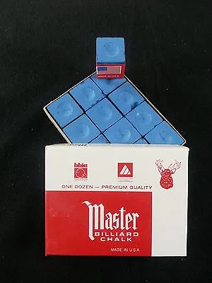 1 Box ( 12 Pieces ) New Blue Master Chalk Pack  - Pool & Billiard Cue Chalk  • $6.95