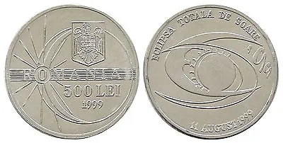 Romania 500 Lei 1999 KM#146  SOLAR ECLIPSE Aluminum Coin UNC • $4.99