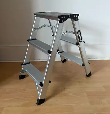 Heavy Duty 3 Step Aluminium Ladder Dual Sided Folding Steps Platform Anti Slip • £36.99