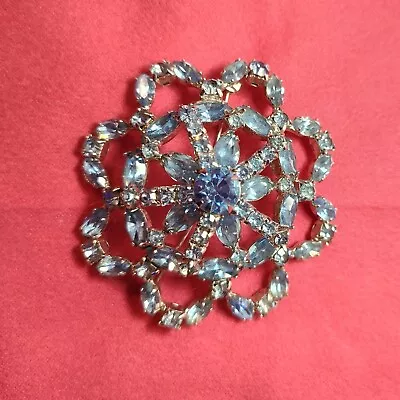 Vintage Kramer Of New York Rhinestone Flower Layered Rosette Brooch 2  • $42.50