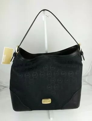 Michael Kors Millbrook Signature Shoulder Bag Tote NWT Black Jacquard & Leather • $170