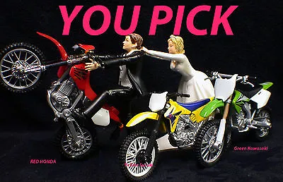 PICK Suzuki Kawasaki Honda Dirt Bike  Off Road Track Motorcycle Wedding Cake Top • $66.88