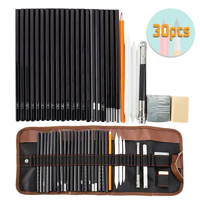 30Pcs Sketching Set Professional Drawing Art Pencils Kit Graphite Charcoal Tool • £12.02