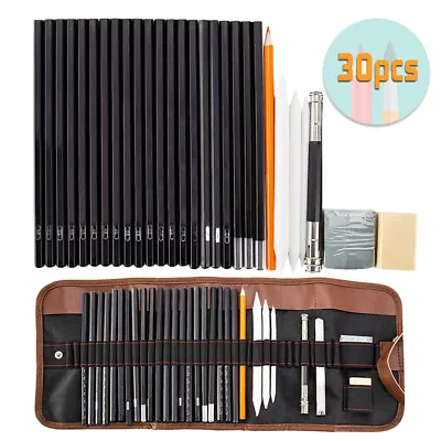 30Pcs Sketching Set Professional Drawing Art Pencils Kit Graphite Charcoal UK- • £15.89