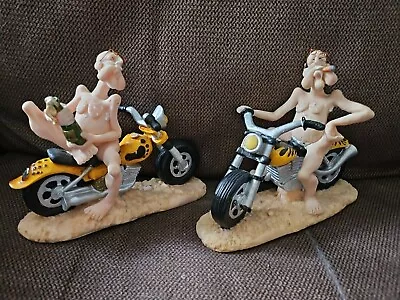 2 Giftco Senior On Wheels Elderly Man On Motorcycle Figurine 1990's • $34.99