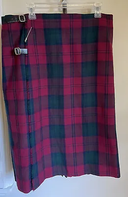Vintage Burberrys Red Blue Plaid Wool Skirt Kilt 16 • $34