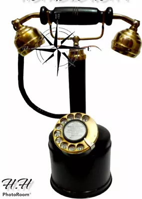 Nautical Vintage Look Brass Candle Stick Telephone Rotary Working Phone • $84.78