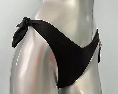 Victorias Secret Swim Bikini Bottom Black Side Tie Brazilian V Sexy Nwt • $18.89