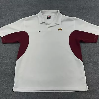 Minnesota Gophers Shirt Mens XL Nike Team White Golf Polo Golden Logo Maroon VTG • $15.95