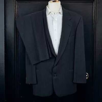 Man In Wool Vintage 2 Piece Suit Mens 42L 36x33 Dark Gray Stripe • $69.30