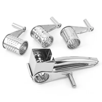 5X Stainless Steel Kitchen Cheese Grater Hand Held Rotary Shredder Cutter New • £12.67